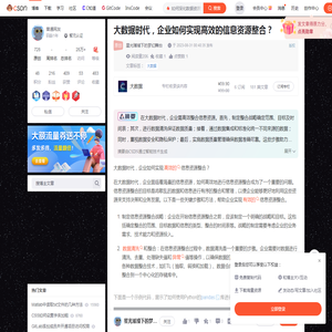 大数据时代，企业如何实现高效的信息资源整合？_如何深化数据资源整合-CSDN博客